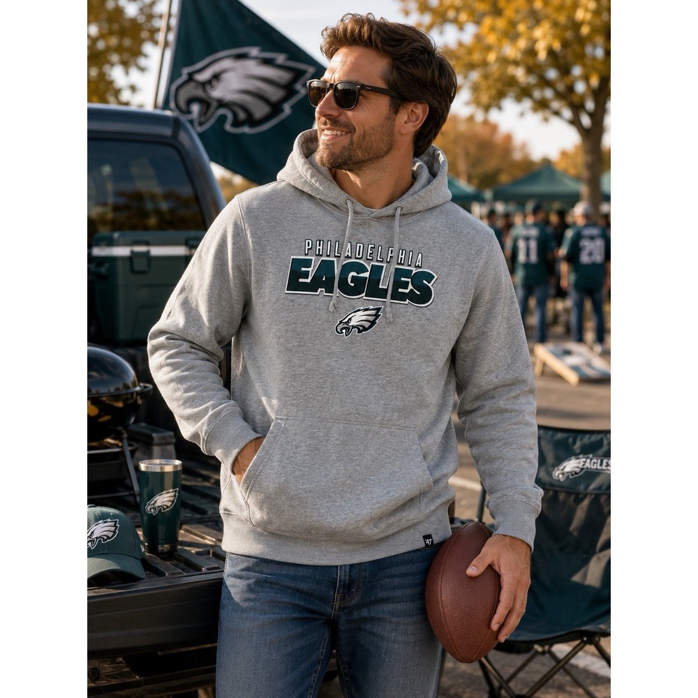 '47 Philadelphia Eagles Hoodie Men's Medium Gray NFL Football Pullover